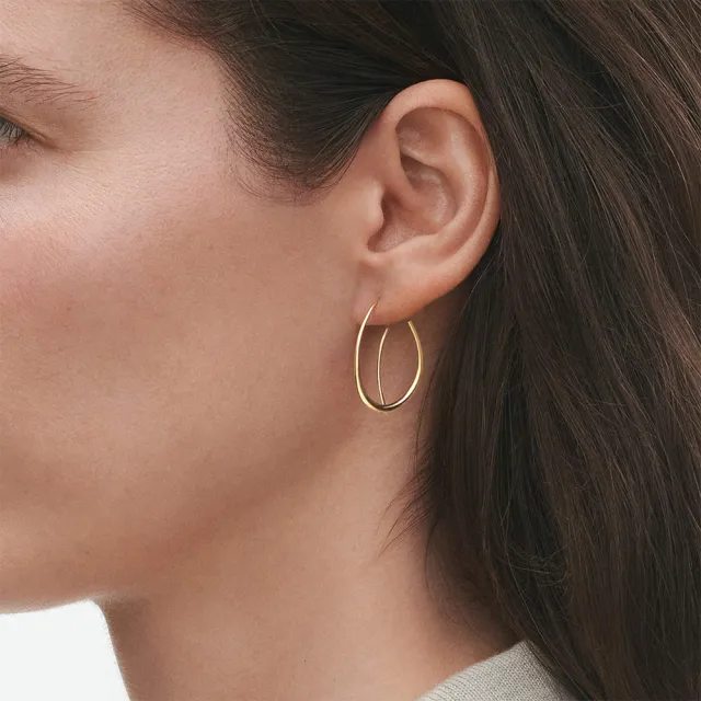 【Georg Jensen 喬治傑生】OFFSPRING 圈式耳環 (18K黃金)