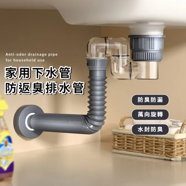 家用下水管防返臭排水管(洗手盆 過濾水槽 防蟲防臭 排水管分流器 下水器 水管接頭)