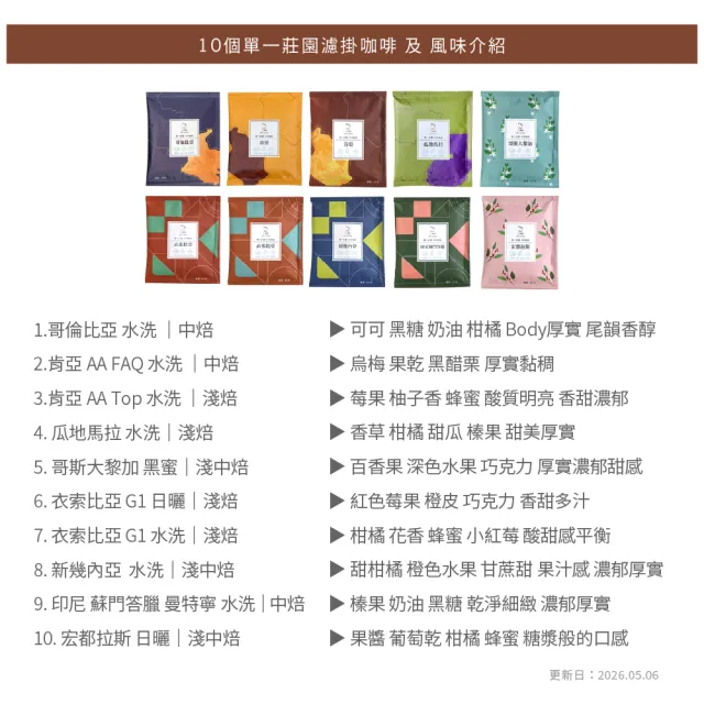 【JC咖啡】咖啡森林濾掛禮盒│世界莊園濾掛咖啡x1盒(10gx20包/盒;10個莊園任選;附提袋及卡片;去氧設備包裝)