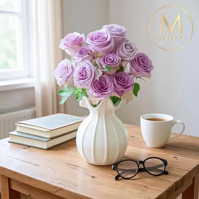 【Floral M】法式芭蕾少女海莉優雅白陶瓷大花瓶(花瓶/插花/玻璃瓶/花器/花盆/陶瓷花瓶/桌面擺飾/居家裝飾)