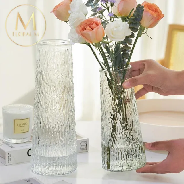 【Floral M】北歐莉莉安冰晶玻璃花瓶(花瓶/插花/玻璃瓶/花器/花盆/陶瓷花瓶/桌面擺飾/居家裝飾)