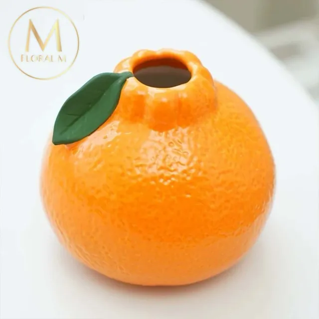 【Floral M】大橘大利水果造型陶瓷花瓶(花瓶/插花/玻璃瓶/花器/花盆/陶瓷花瓶/桌面擺飾/居家裝飾)