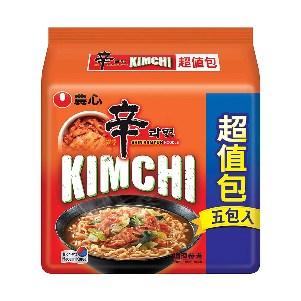 【NONG SHIM 農心】農心辛辣白菜風味拉麵超值包5入(600g)