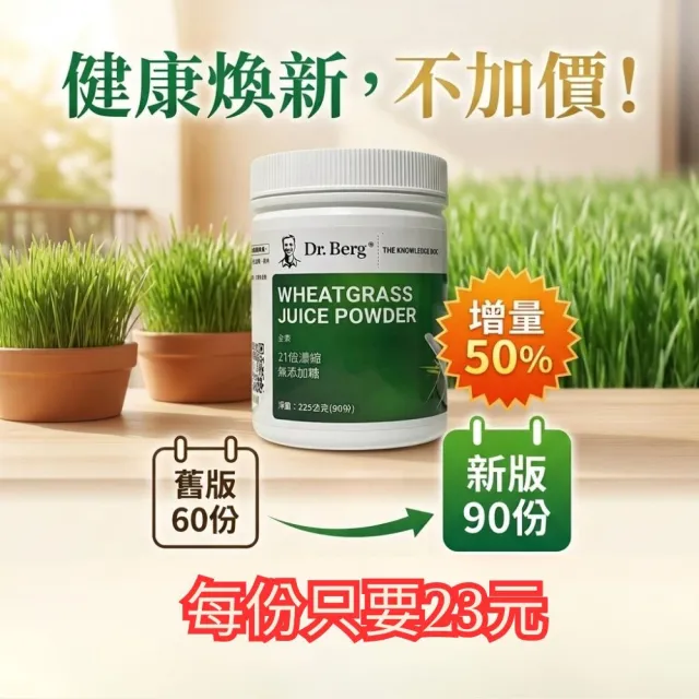 【Dr.Berg 柏格醫生】小麥草汁粉210公克/90份(21:1 超濃縮 原始土栽培)*1