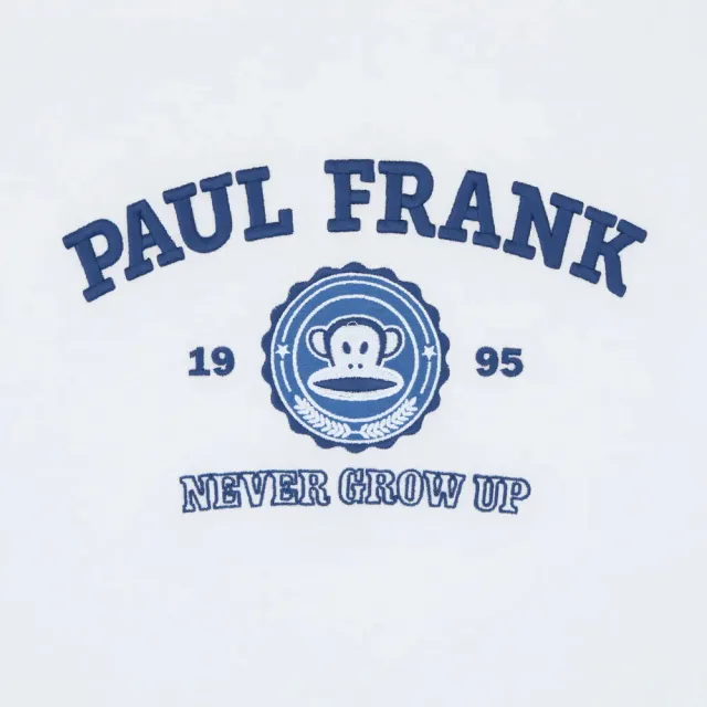 【Paul Frank 大嘴猴】男女 T恤 上衣 休閒短袖 落肩繡花T 白(P6251011-00)