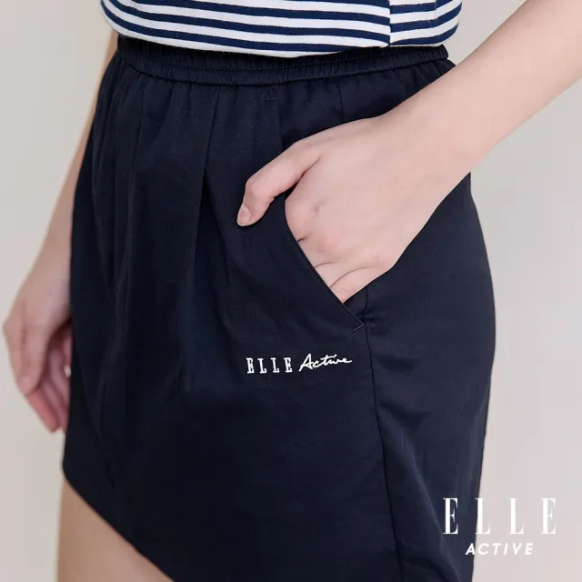【ELLE ACTIVE】女款 品牌Logo休閒短裙褲-深藍色(EA26S1W2003-39)