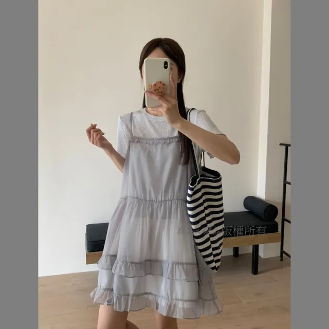 【Want-Meow】80公斤可穿/日系疊穿神器透膚混紗內搭圓領短袖T恤(大碼/大尺碼/加大碼/短袖上衣)