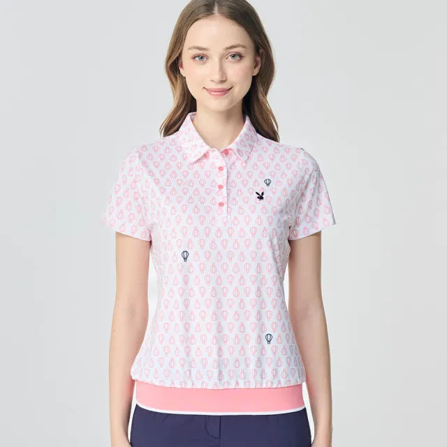 【PLAYBOY GOLF】女款熱氣球銀離子抗菌防臭短袖POLO衫-粉橘(吸濕排汗/高爾夫球衫/KA26102-25)