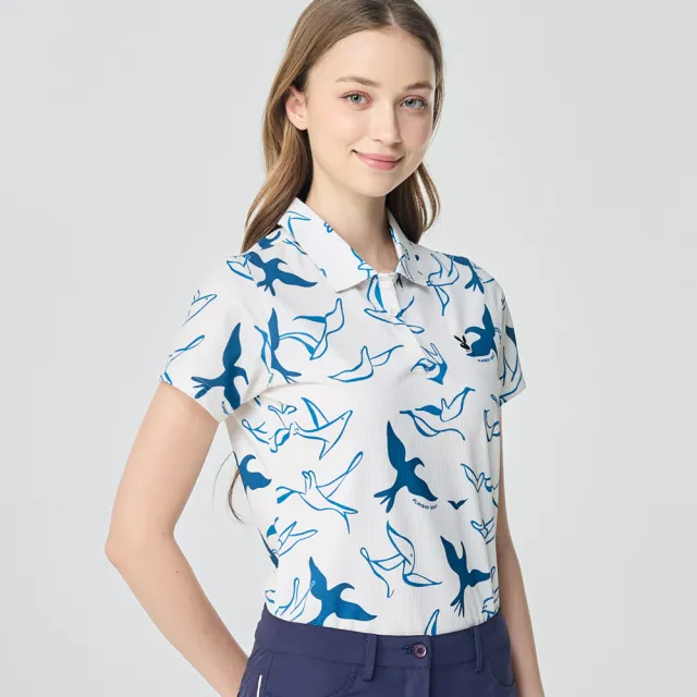 【PLAYBOY GOLF】女款海鳥抗菌防臭短袖POLO衫-白(吸濕排汗/高爾夫球衫/KA26107-73)