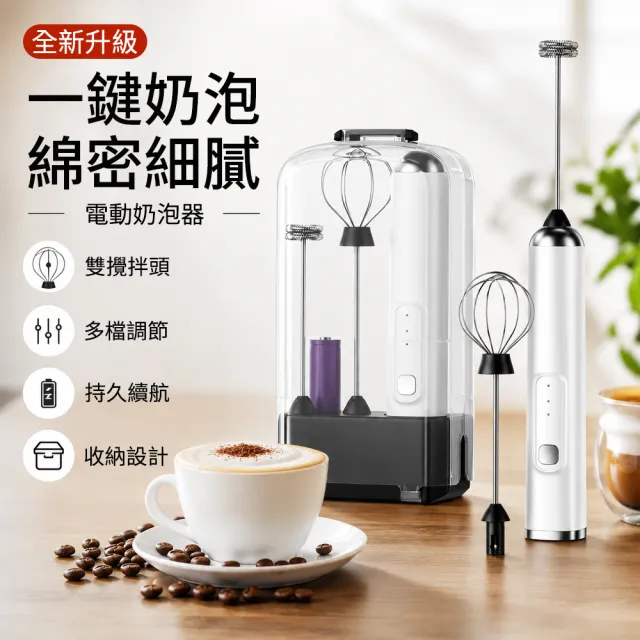 Homeco 無線電動打蛋器 充電奶泡機 手持攪拌器 打奶泡機 烘焙攪拌器 家用烘焙工具 雙頭 帶收納盒
