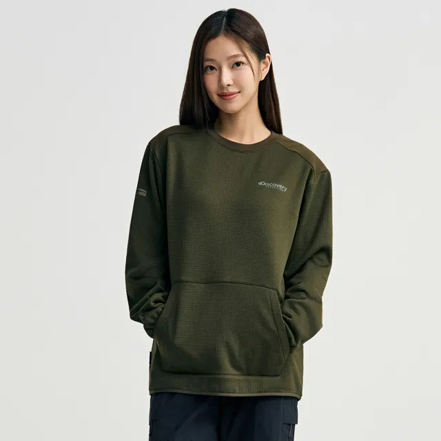【Discovery Expedition】前口袋格紋刷毛大學T 休閒大學T 保暖上衣(DXMT79056-OLD)