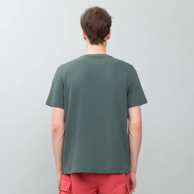 【oillio 歐洲貴族】男裝 特殊立體牙刷繡 簡約穿搭圓領棉TEE 潮流單品 (綠色 法國品牌 有大尺碼)
