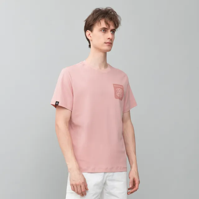 【oillio 歐洲貴族】男裝 特殊立體牙刷繡 簡約穿搭圓領棉TEE 潮流單品 (粉紅色 法國品牌 有大尺碼)