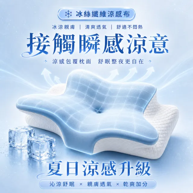 【MIT iLook】超值2入 皇舘夢枕-6D護頸除鼾釋壓好眠涼感蝶型記憶枕頭1入(2.0升級版)