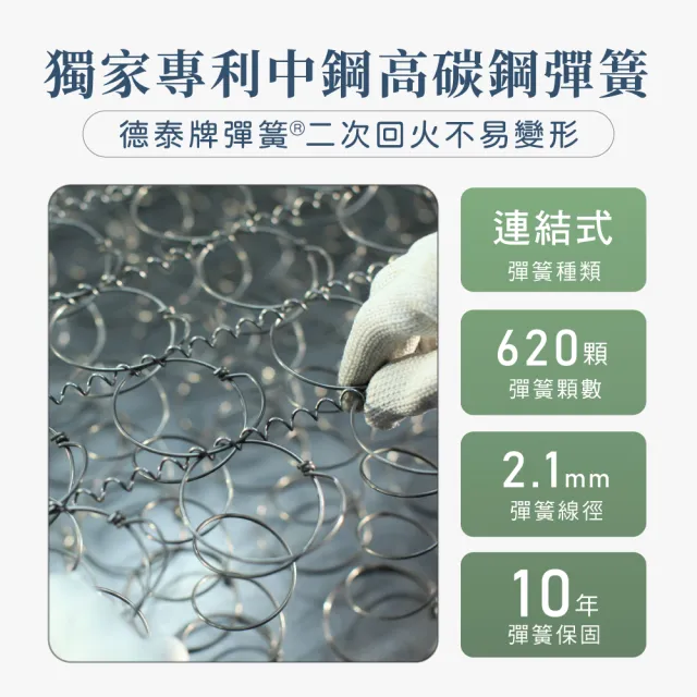 【德泰法蘭西床】Gaia綠境 飯店款彈簧床墊-特大7尺(贈抗菌枕)