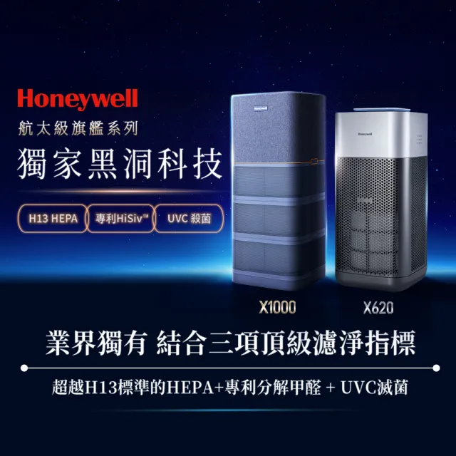 【Honeywell】X1000 航太級UVC殺菌空氣清淨機(適用22-44坪｜太空機)