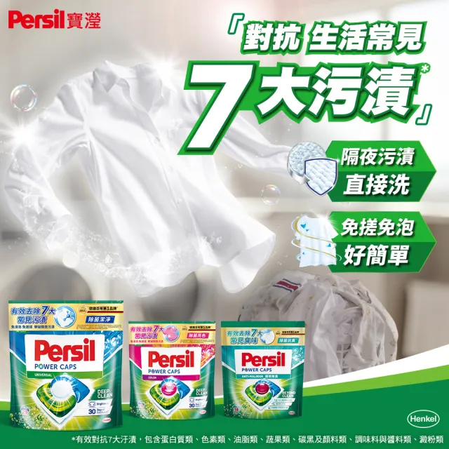 【Persil】三合一濃縮洗衣球/洗衣膠囊補充包60顆X2(強力抗菌抗臭/護色去漬)