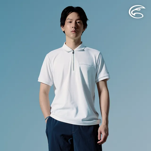 【ADISI】男高效降溫速乾半開襟POLO衫-有胸袋 AL2611101 晨白｜涼感 UPF50+ 抗UV 吸濕排汗 快乾 排汗衣