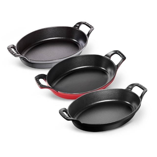 【STAUB】琺瑯鑄鐵雙耳橢圓烤盤24cm-顏色任選(德國雙人牌集團官方直營)