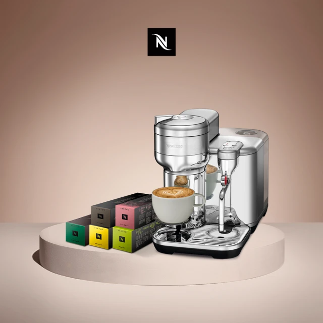 【Nespresso】Vertuo Creatista膠囊咖啡機_不鏽鋼金屬色 奶泡機 全自動咖啡機(晨間美式50顆組)