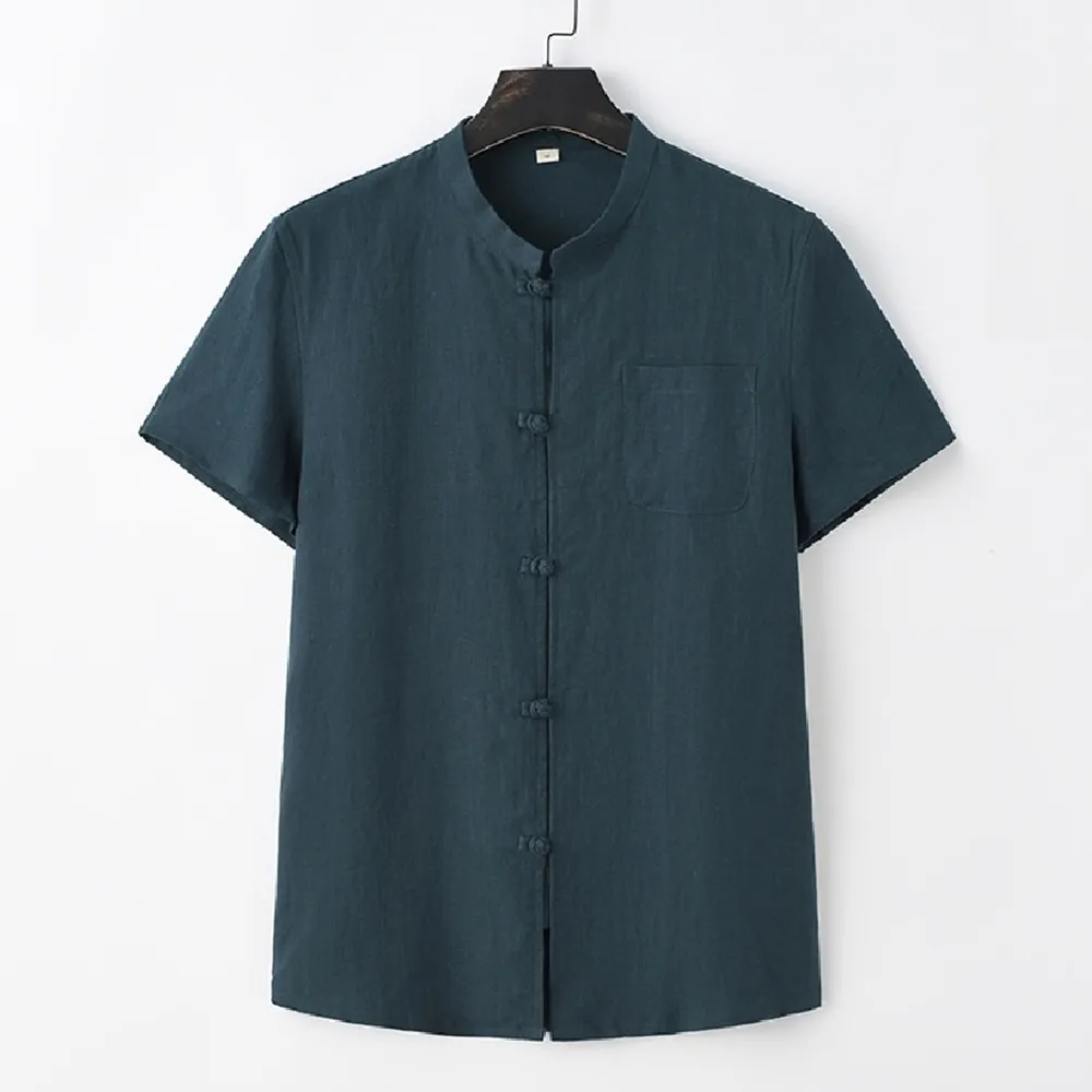 【巴黎精品】現貨+預購 新中式 唐裝漢服上衣(中國風立領輕薄短袖亞麻男上衣6色a1bx72)