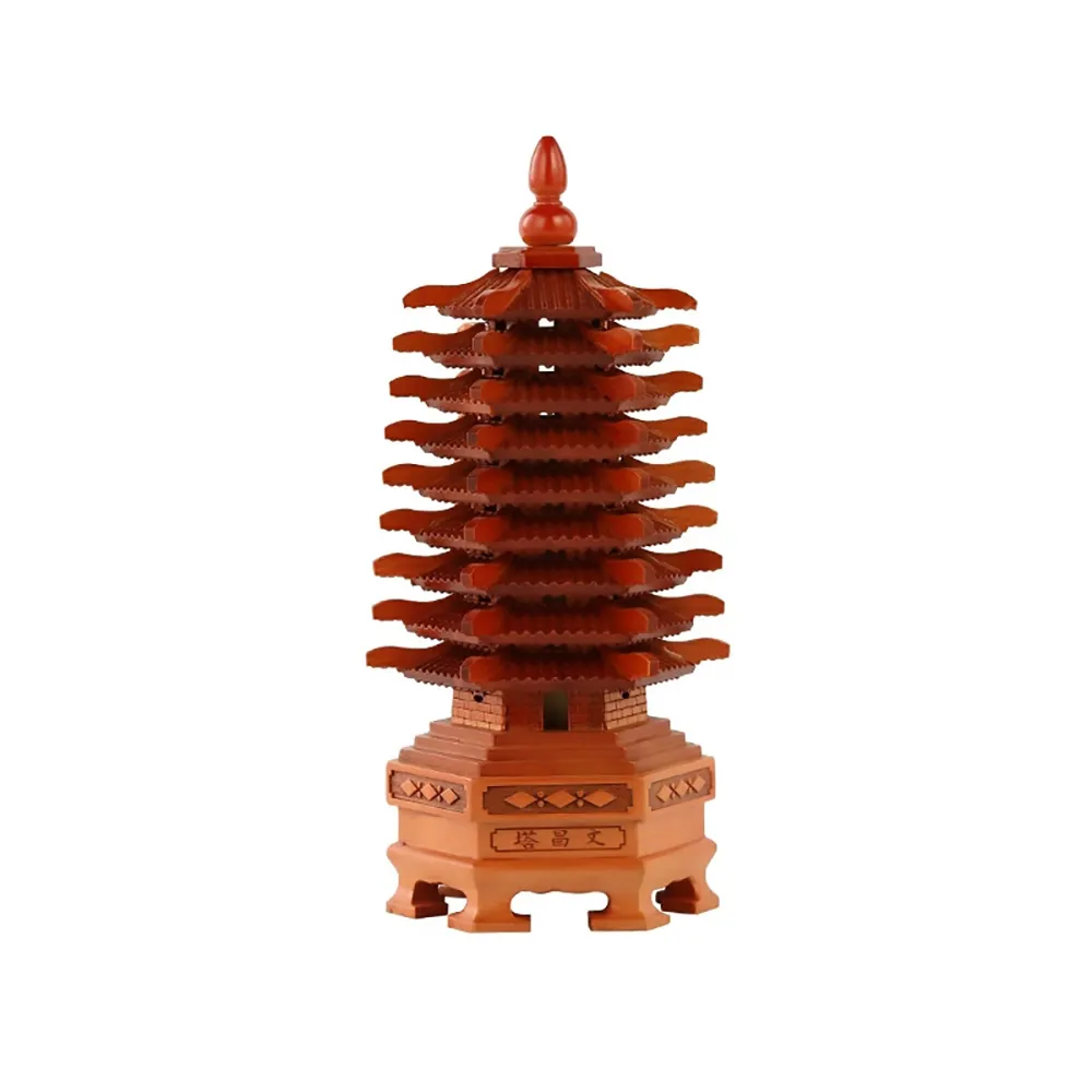 【LEZUN 樂尊】桃木文昌塔桌面擺件 十三層文昌塔桌上擺件(高37cm/工藝品擺飾)