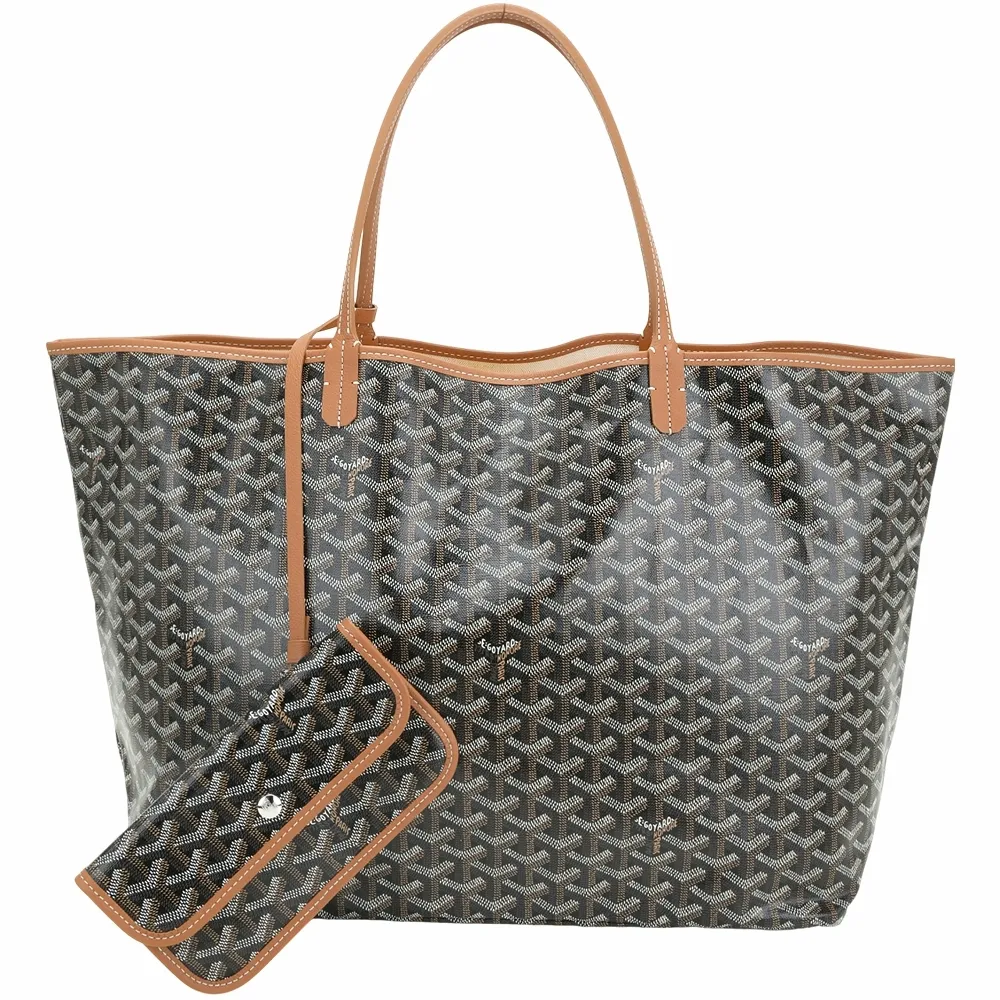 【GOYARD 高雅德】St. Louis GM 大款 高雅得棕色附收納袋防水圖騰帆布肩背托特包(托特包 肩背包 防水)