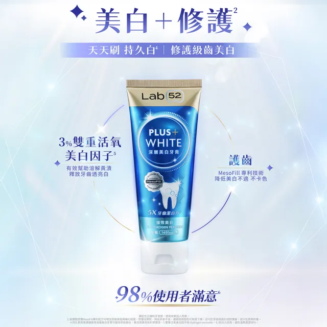 【Lab52 齒妍堂】深層美白牙膏80gX2入(牙齒美白/含氟牙膏/去牙漬/去黃/不刺激/亮白/安心煥白)