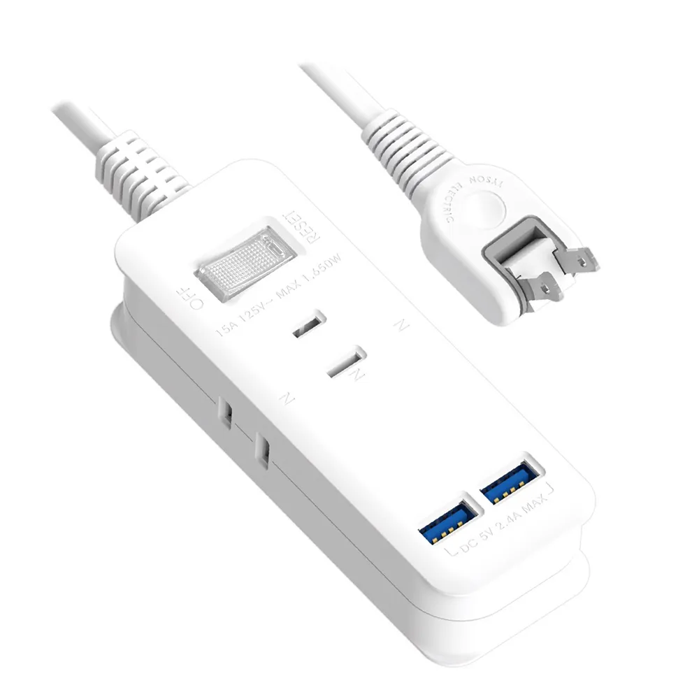 【台灣製造 新版安規】1切3座延長線/2USB智慧型充電組/15A 1650W(2.7米/9尺/270CM)