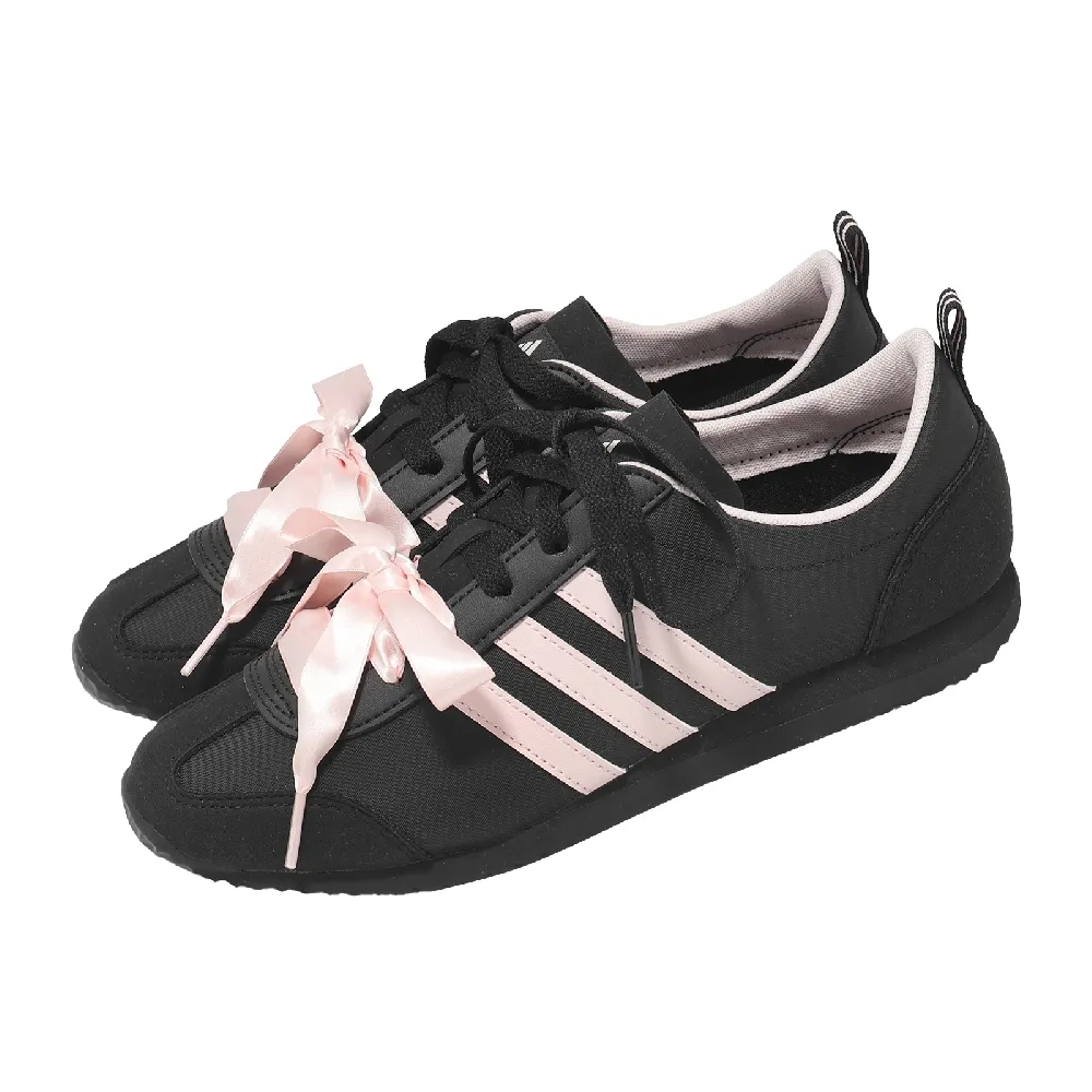 【adidas 愛迪達】休閒鞋 VS JOG 2.0 男鞋 女鞋 黑 粉 復古 緞帶 德訓鞋 KH7659