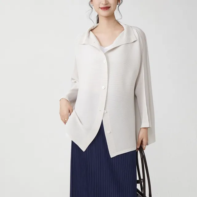 【巴黎精品】三宅風皺褶衣服上衣外套(摺衣壓褶三宅高級感開衫大衣折衣女外套5色n1jq7)