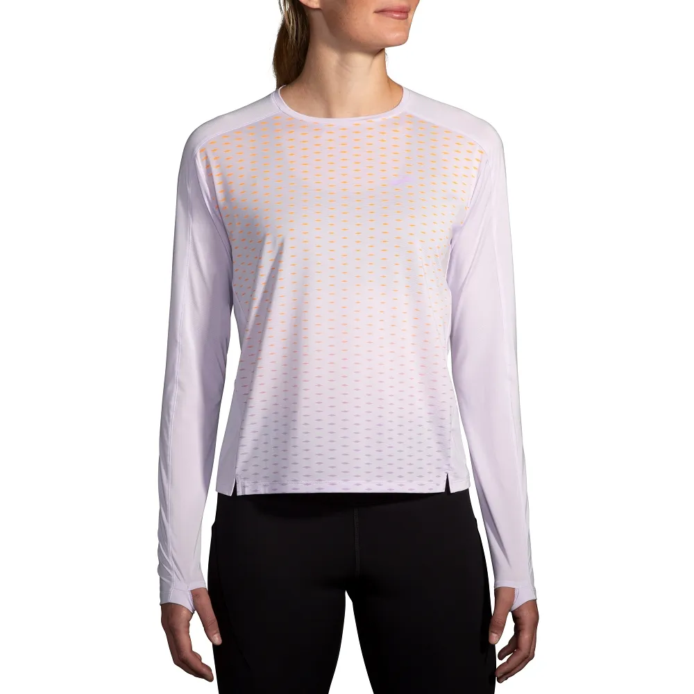 【BROOKS】女 Sprint Free 長袖上衣 2.0_淺紫/充電(221612596)