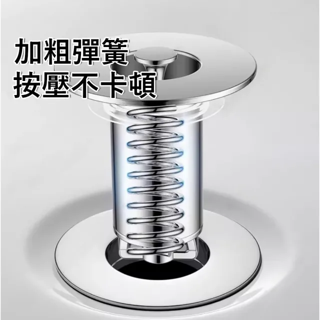 【Kyhome】304不鏽鋼洗手盆彈跳芯 萬用落水頭 按壓式排水塞 防堵過濾網 浴室防臭防蟲/面盆下水器