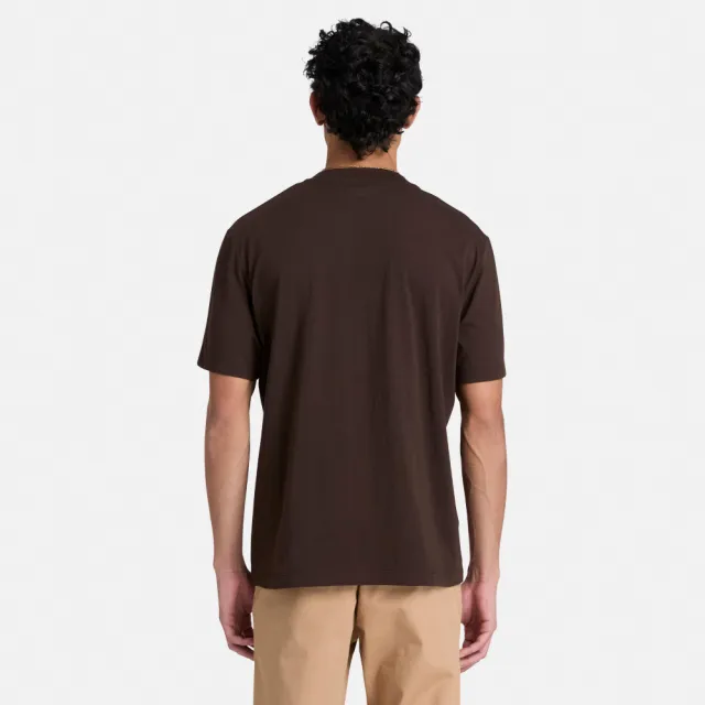 【Timberland】男款深棕色休閒短袖T恤(A2E48C35)