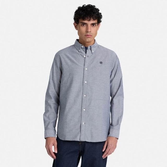 【Timberland】男款灰色長袖牛津襯衫(A29D3B68)