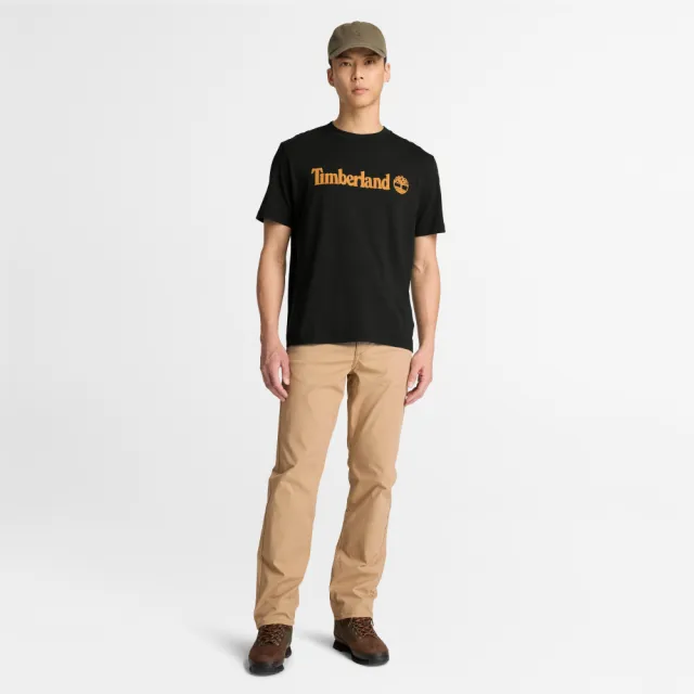 【Timberland】男款黑色LOGO短袖T恤(A2AW6001)