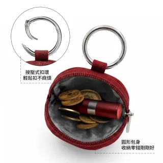 【HAPPYFACE】雙11 經典EMMA零錢包 拉鍊隨身收納圓形包 京都紅(B25252)