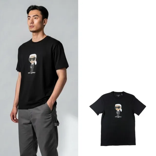 【KARL LAGERFELD 卡爾】搖滾卡爾 KARL 現貨 拉格斐 老派ootd 男生老佛爺 純棉 圓領短T  T恤(1351BV3)