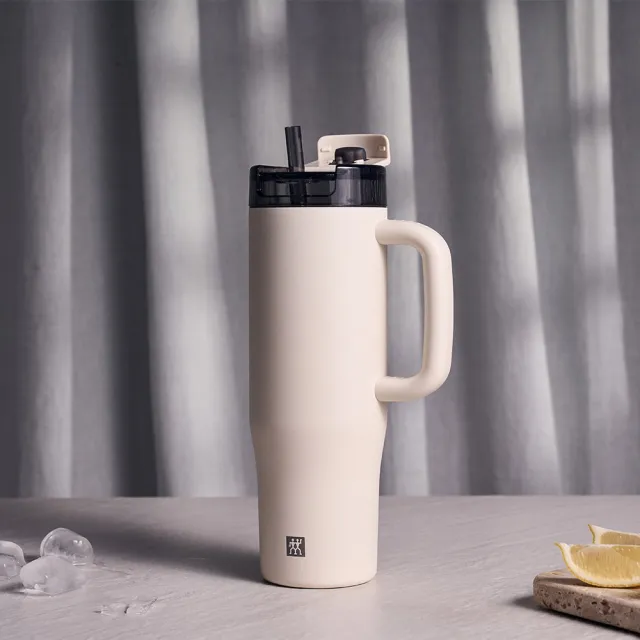 【ZWILLING 德國雙人】THERMO PLUS 316L不鏽鋼保溫保冰吸管車架杯900ml-2色任選(德國雙人牌集團官方直營)