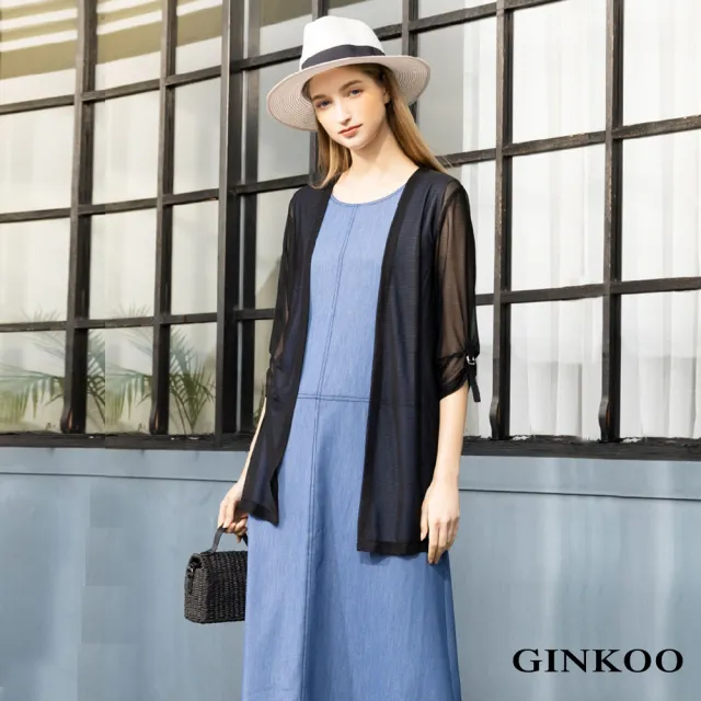 【GINKOO 俊克】五分袖雪紡罩衫