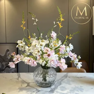 【Floral M】初戀少女粉色波斯菊仿真花花材3入組(人造花/仿真花/假花/花藝DIY/裝飾花材)
