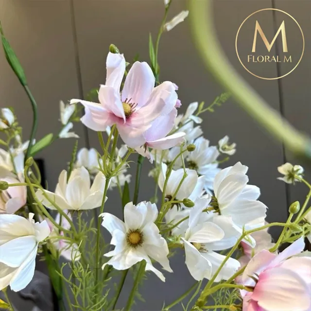 【Floral M】初戀少女粉色波斯菊仿真花花材3入組(人造花/仿真花/假花/花藝DIY/裝飾花材)