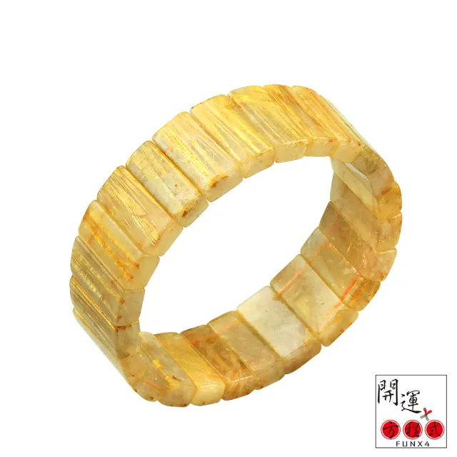 【開運方程式】金黃滿絲鈦晶手排19mm手排(特選晶體加強財運水晶)