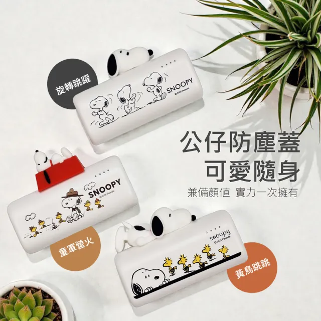 【SNOOPY 史努比】5000mAh立體大頭公仔口袋充 Type-C頭(PSN-159)
