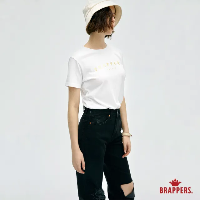 【BRAPPERS】女款 Boy friend系列-高腰微彈寬直筒褲(黑)