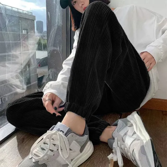 【D.studio】韓版內刷毛寬鬆垂感直筒寬褲 長褲 休閒褲 女裝 高腰褲 冬天女裝 黑褲 發熱褲 保暖褲P302