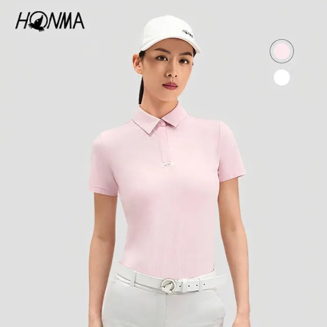 【HONMA 本間高爾夫】女款短袖休閒polo衫 2026春夏款 日本高爾夫專業品牌 XS-L 白/粉色任選 HWMC707R586