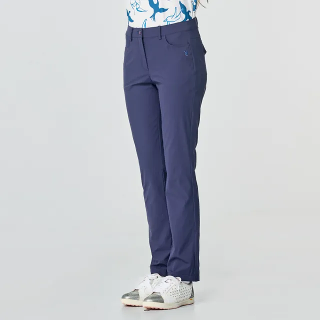【PLAYBOY GOLF】女款高彈力側邊LOGO高爾夫休閒長褲-深藍(高爾夫球褲/KE26105-58)