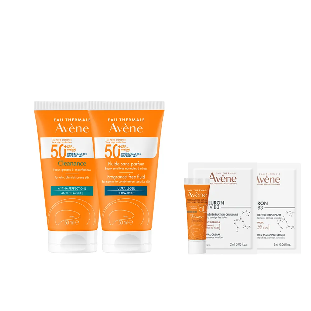 【Avene 雅漾】官方直營 抗藍光超能無香/控油防曬50ml_2入(海洋友善/防曬乳)