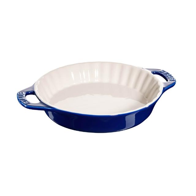 【STAUB】陶瓷雙把波浪烤盤派盤24cm-深藍色/1.2L(德國雙人牌集團官方直營)